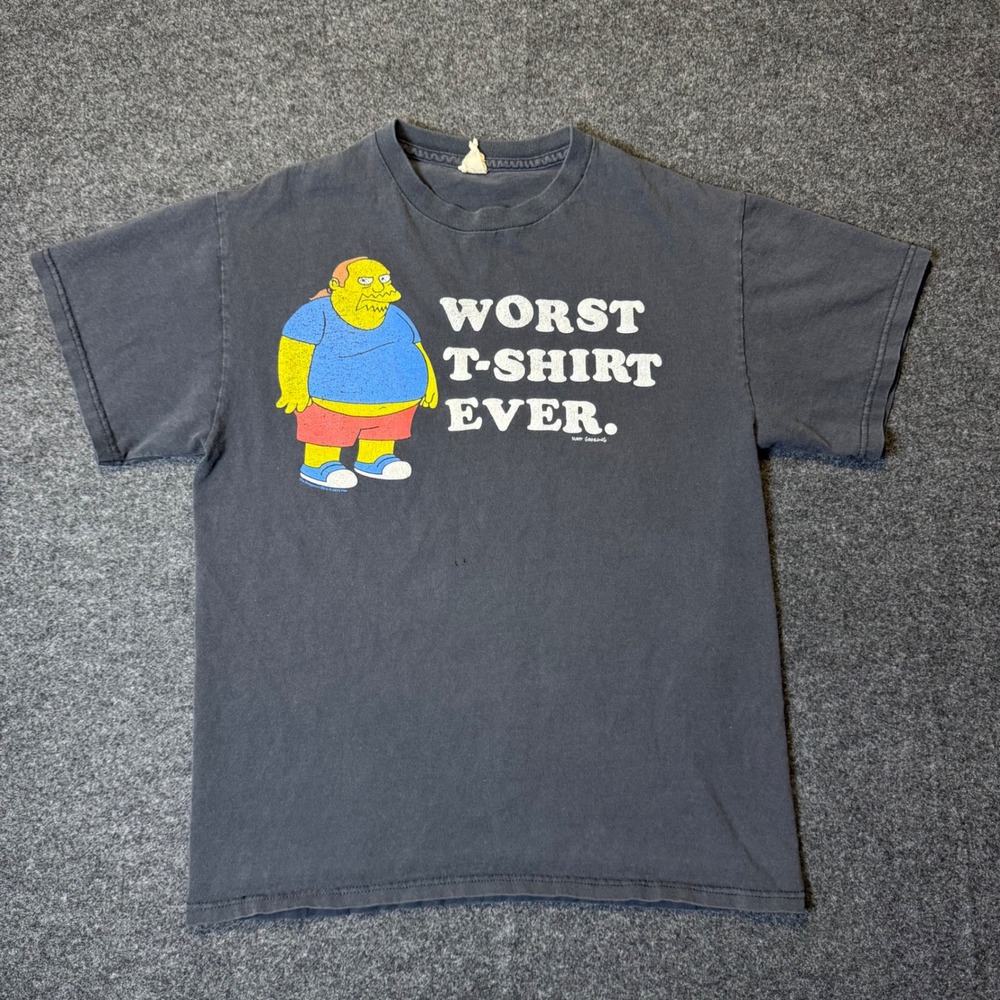 Vintage The Simpsons T-Shirt Mens M Black Comic Worst T-Shirt Ever Graphic Tee